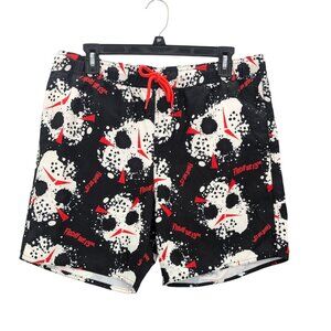Friday the 13th Swim Trunks Mens Size M Board Shorts Horror Jason Voorhees Goth